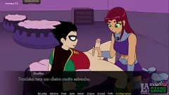 Redare Parodie Starfire și Raven Teen Titans: Handjob & Cum-in-Mouth Action