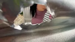 play Peeping in the Beach Lockeroom - Latina Babe with Huge Ass in Lingerie